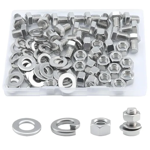 Miniatura 27 de Tornillo de cabeza hexagonal 1/4-20 x1 (20 unidades), tuercas de bloqueo, kits de arandelas planas y de bloqueo, acero inoxidable 304 18-8