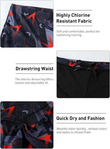 Miniatura 2 de K898 Men's Square Leg Swimming Jammer Shorts UPF50+,Men Swimsuit Swim Jammers Fabric Shape Retention