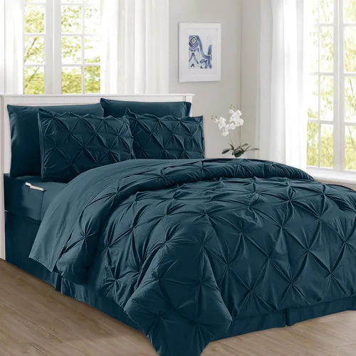 Miniatura 20 de Elegant Comfort Juego de edredón con pliegues pinzados de 8 piezas - Cama completa en una bolsa para todas las estaciones, incluye juego de sábanas