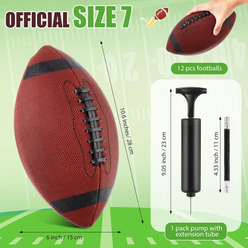 Miniatura 2 de Jerify 12 unidades de fútbol de cuero compuesto, tamaño oficial, pelota de fútbol inflable a granel con bomba para interiores y exteriores