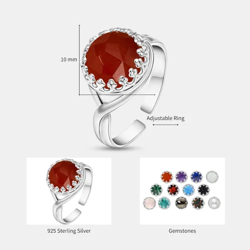 Miniatura 47 de 925 Sterling Silver Gemstone Rings for Women - Anniversary Rings for Women - Sterling Silver Rings for Women - Dainty Sterling Silver Rings