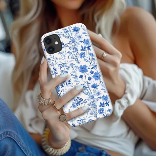 Miniatura 6 de Funda para iPhone 12 Mini, compatible con carga inalámbrica, protección de doble capa con elegante diseño de flores silvestres, silicona suave +