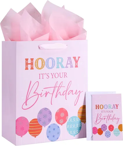 Miniatura 11 de SUNCOLOR Paquete de 2 bolsas de regalo grandes de 13 pulgadas con papel de seda para él, feliz cumpleaños, bolsas de papel ecológicas con asas