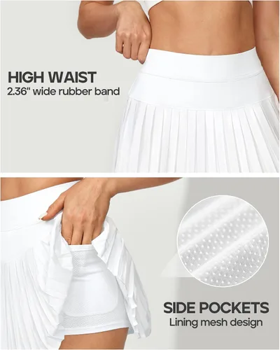 Miniatura 2 de Ewedoos Falda de tenis para mujer con pantalones cortos, faldas de tenis plisadas para mujer, faldas pantalón para mujer, falda atlética para golf