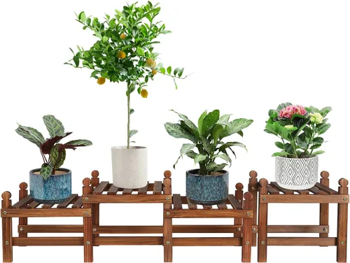 Miniatura 8 de Soporte de madera para flores, soporte pequeño para plantas de interior y exterior, estante de ventana baja para plantas, alféizar de ventana