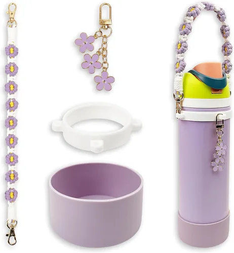 Miniatura 7 de Juego de fundas de silicona para botella de agua Owala de 24 oz, 32 oz, 40 oz - Incluye funda antideslizante y correa con asa para botella de agua