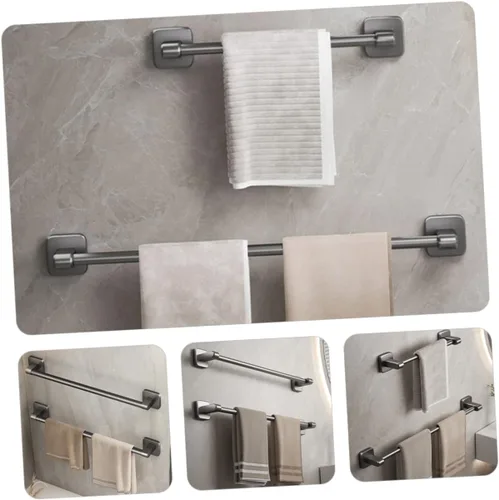 Miniatura 5 de Toallero autoadhesivo para toallas de baño sin perforaciones, organizador de barra de toallas de baño resistente para toallas y zapatillas