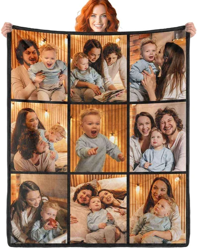 Miniatura 9 de WNNNS Manta Personalizada Mantas Personalizadas con 9 Fotos Mantas de Fotos Personalizadas Usando Mis Propias Fotos, Haz una Manta con Fotos.