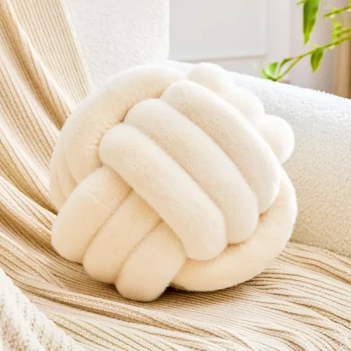 Miniatura 26 de Uvvyui Bola de Almohada con Nudo, Almohadas Decorativas Suaves para el Hogar, Almohada Redonda de Tiro, Almohada de Felpa Anudada Hecha a Mano