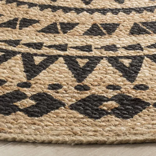 Miniatura 4 de SAFAVIEH Colección Natural Fiber - Alfombra de área redonda de 3 pies, color negro y natural, hecha a mano con mandala boho de yute trenzado, ideal