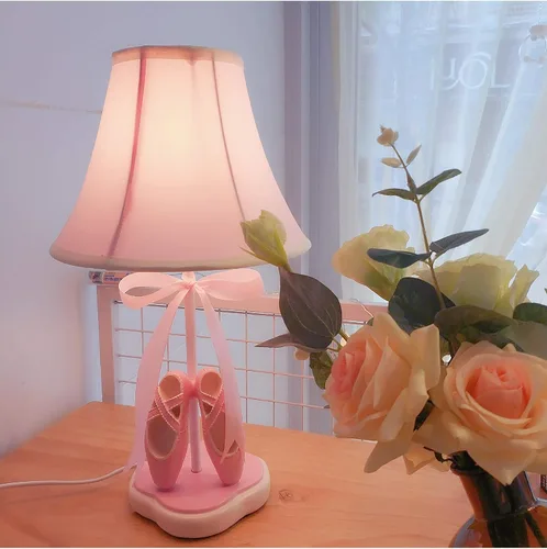 Miniatura 2 de Cozylight Lámpara de noche, diseño de zapatos de baile rosa, lámpara de mesa de 14 pulgadas de alto con pantalla de costura de tela para decoración