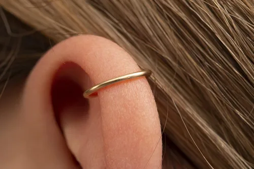 Miniatura 61 de Aretes de aro de oro de plata – Aretes de aro para mujer, dos piezas de aros de plata fina rellenos de oro, aro de hélice, anillo de tragus, aro
