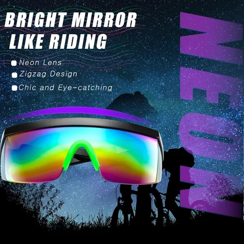Miniatura 6 de 3 pares de gafas de sol retro semi sin montura de los años 80 y 90 con zigzag lentes transparentes de color arcoíris para hombres y mujeres
