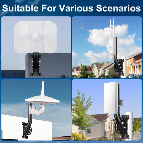 Miniatura 7 de Soporte de poste de antena resistente, soporte de montaje de poste en J de bloqueo de tres tornillos ajustable de 13 a 160°, soporte de poste/pared