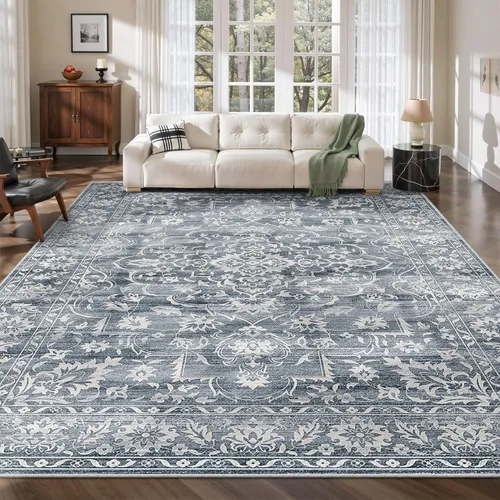 Miniatura 41 de Soalmost Alfombras de área de 5 x 7 pies para sala de estar, alfombras lavables florales beige para comedor, dormitorio, oficina en casa, alfombra