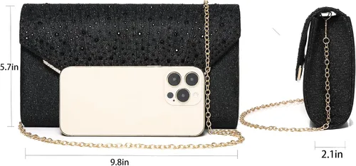 Miniatura 2 de MUDUO Monederos de mano con diamantes de imitación para mujer, monederos y bolsos formales de boda, fiesta, graduación, bolsas de dinero, regalo