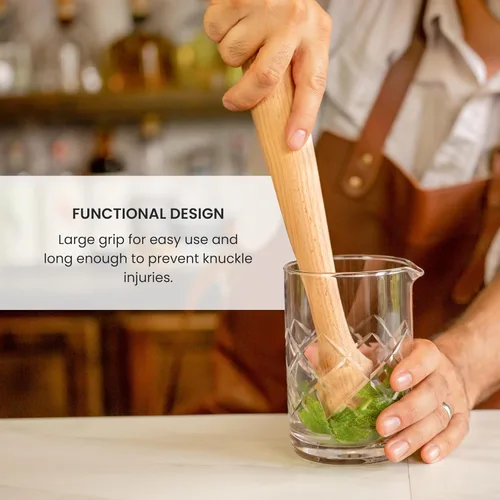 Miniatura 3 de A Bar Above Muddler de madera para cócteles – Muddler de cóctel de 12 pulgadas de largo perfecto para triturar frutas, prensar cubos de menta