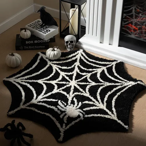 Miniatura 10 de Ashler - Alfombra de baño de murciélago de Halloween, alfombra de baño para decoración de Halloween, alfombras de área góticas, alfombras