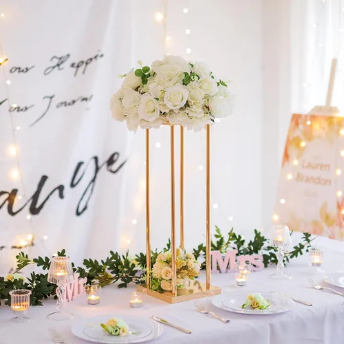 Miniatura 2 de Sziqiqi Jarrones de columna, centros de mesa de boda para mesas con platos, decoración de boda de 2 pies para ceremonia, moderno, rectangular
