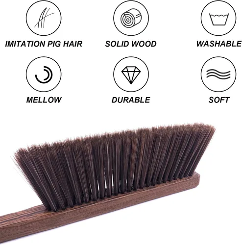 Miniatura 6 de Cepillos de limpieza de escoba de mano - Cepillo de cerdas suaves para limpiar coche/cama/sofá/corriente/jardín/muebles/ropa, mango de madera