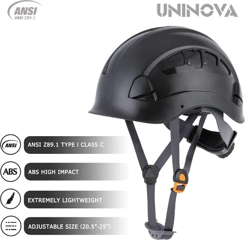 Miniatura 4 de Casco de seguridad – Casco aprobado por ANSI Z89.1 ajustable – Suspensión de trinquete de 6 puntos y cascos OSHA
