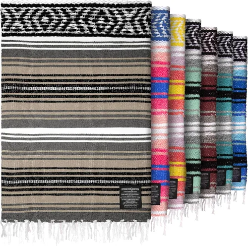 Miniatura 11 de Hydration Nation Auténtica manta mexicana extra grande (70 x 50 pulgadas), yoga tejida a mano, serape, falsa artesanal, playa, campamento, picnic
