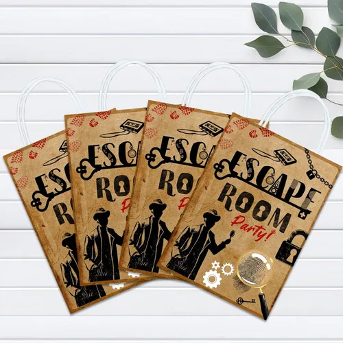 Miniatura 6 de 16 bolsas de regalo para sala de escape para suministros de fiesta de cumpleaños, aperitivos de regalo, dulces con asas para niños y adultos