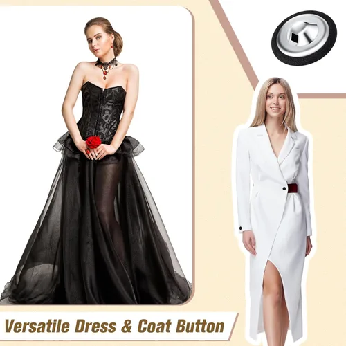 Miniatura 6 de Gerrii 40 piezas de botones de tela negra traje de esmoquin varios tamaños botones de satén para chaqueta frontal vintage abrigo costura vestidos
