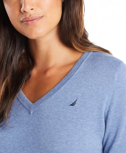Miniatura 3 de Nautica Efortless J-Class - Suéter de manga larga con cuello en V para mujer, 100% algodón