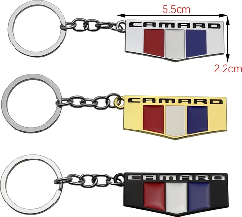 Miniatura 3 de 1 Pieza Llavero Camaro Anillo Acabado 3D Llavero Portallaves Aleación Soporte de Llaves Llavero de Repuesto Para Accesorios Camaro (Plateado)