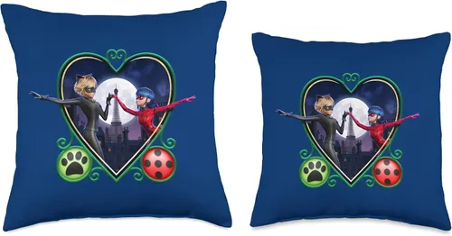 Miniatura 3 de Miraculous Ladybug and Cat Noir The Movie Heart Throw Pillow, 16 x 16 pulgadas, multicolor