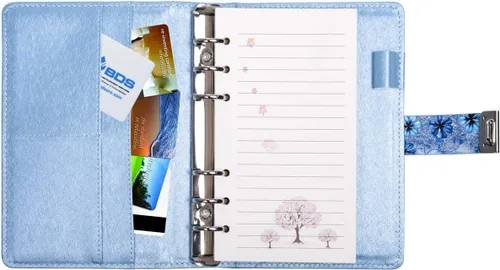 Miniatura 4 de ARRLSDB Diario de carpeta con cerradura, diario de cuero recargable A6 con contraseña, diario personal con bloqueo, tamaño: 7.3 x 5.3 pulgadas (azul)