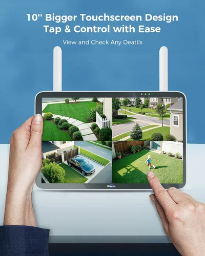 Miniatura 3 de Hiseeu Sistema de cámara de seguridad inalámbrica para exteriores de 8MP, NVR con pantalla táctil de 10", Kits de cámaras WiFi-Pro 4K de 5G/2.4G