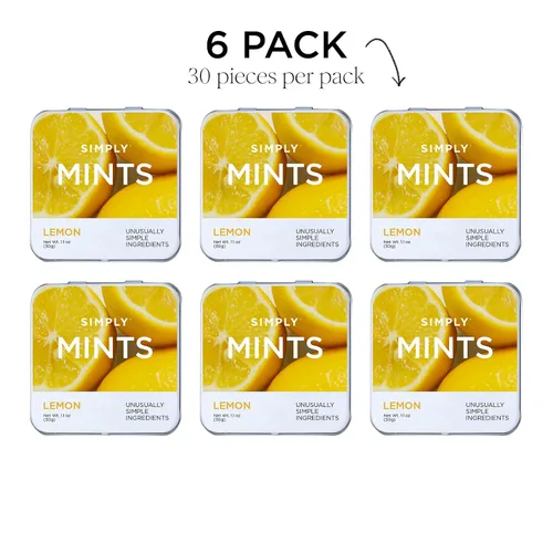 Miniatura 8 de SIMPLY MINTS - Caramelos duros de limón natural, paquete de 6 (180 piezas), agrio y picante, sin aspartamo, sin sorbitol, sin xilitol, vegano