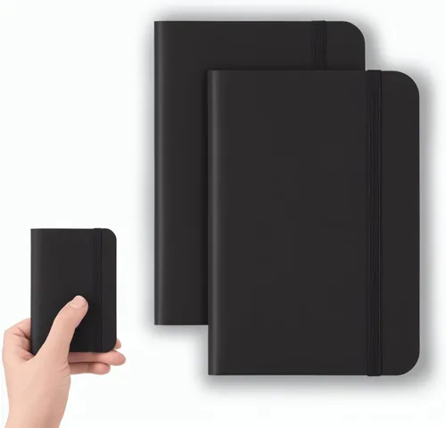 Paquete de 2 cuadernos de bolsillo, cuadernos pequeños de 3 x 4.4 pulgadas, tapa dura con papel forrado grueso, 200 páginas con cubierta de cuero,