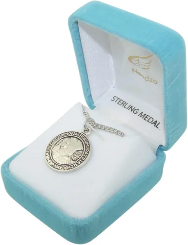 Miniatura 3 de Colgante de medalla de San Benito redondo de plata de ley, 9.0in