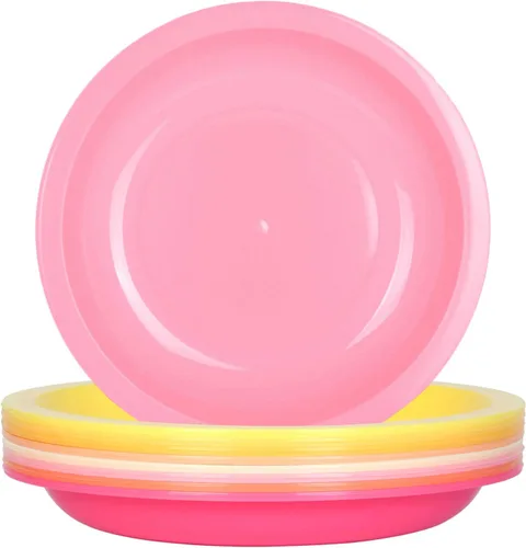 Miniatura 6 de Youngever Platos de plástico de 7.5 pulgadas, tamaño pequeño para niños, platos para niños, platos para aperitivos, juego de 9 (colores costeros)