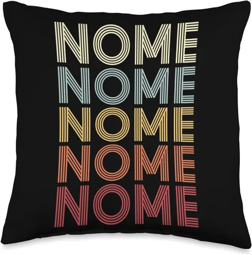 Nome Alaska Nome AK Retro Vintage Almohada de texto, 16 x 16 pulgadas, multicolor