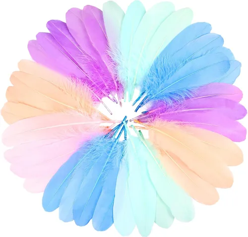 Miniatura 23 de FeelfunFeather 120 piezas de plumas de ganso gris natural de 6-8 Pulgadas 15-20cm, plumas decorativas a granel para manualidades DIY, cosplay
