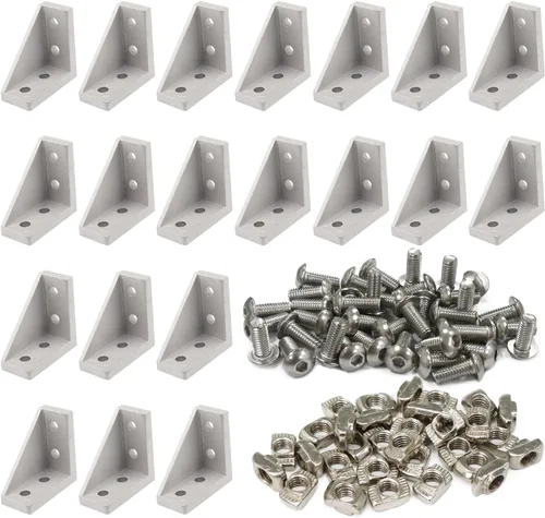 Miniatura 11 de 8Pcs 2020 Extrusión de Aluminio Ranura en T Bracket de Esquina Serie 20 Hardware Extruido Conector Tri 3 Vías con Tornillo de Ajuste para Perfil