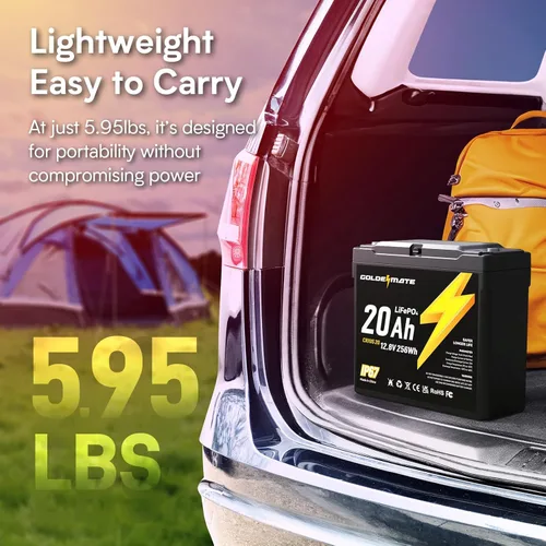 Miniatura 4 de GOLDENMATE Batería LiFePO4 de 12V 20Ah, impermeable IP67, batería de litio de 12V con más de 5000 ciclos profundos, BMS incorporado, celda