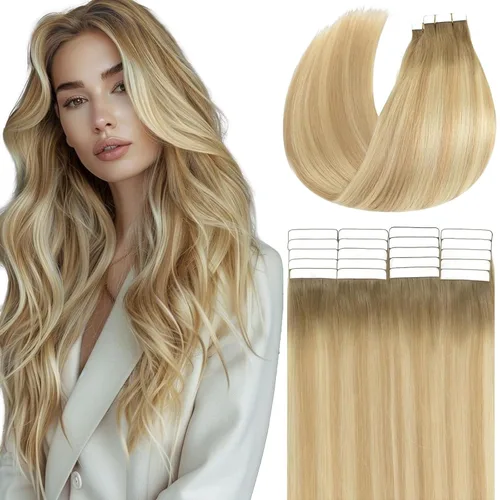 Miniatura 22 de Loxxy Extensiones adhesivas de cabello humano de 12 pulgadas, extensiones de cabello humano real color negro azabache, con cinta adhesiva de trama