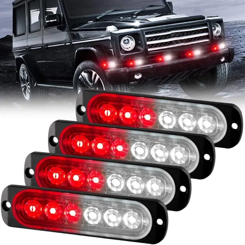 Miniatura 9 de Barra de luz estroboscópica 2 piezas, 12 LED, luz de advertencia de emergencia, con función de sincronización impermeable, 12 – 24 V, para vehículos