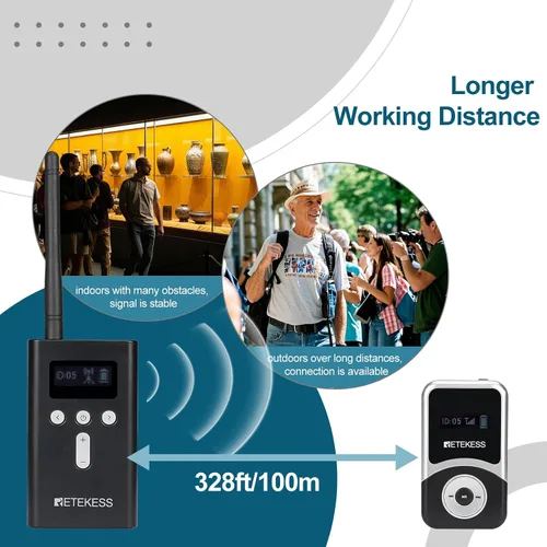 Miniatura 4 de Retekess T130S T131S Sistema de guía turístico de audio T131S (2ª generación T130), sistema de traducción de iglesia, sonido de alta fidelidad