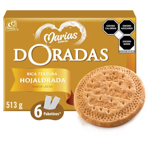Gamesa Marías Doradas. Deliciosas galletas tradicionales mexicanas. Una caja con 6 paquetes. 18.10 oz. Ideal para almuerzo, merienda o campamento.