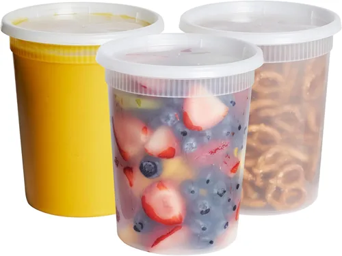 Miniatura 10 de GUSTO [48 juegos - 8 onzas] Contenedores de plástico para almacenamiento de alimentos desechables con tapas herméticas - Contenedores de Slime