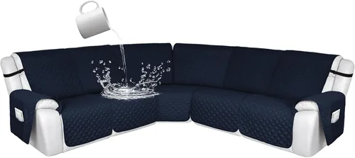 Miniatura 44 de HDCAXKJ Fundas de sofá seccional reclinable 100% impermeable, forma de L, funda de sofá reclinable lavable acolchada suave para mascotas, perro