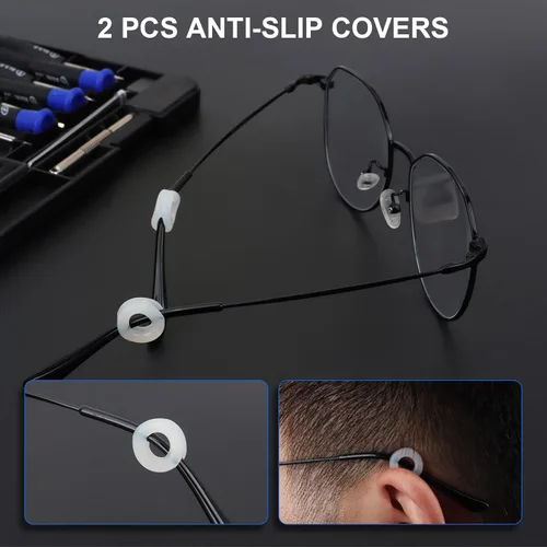 Miniatura 11 de STREBITO Kit de reparación de gafas, kit todo en uno para reparación de gafas con 16 tamaños de tornillos, 12 pares de almohadillas para la nariz