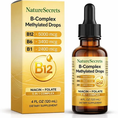 NATURESECRETS B-Complex - Gotas metiladas, con B12 B6 B1, absorción sublingual, vitaminas B esenciales para energía y apoyo del sistema nervioso,