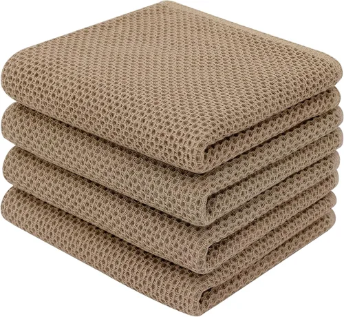 Miniatura 185 de Homaxy Paños de cocina de 100% algodón con tejido de gofre, ultra suaves, absorbentes, de secado rápido, 12 x 12 pulgadas, paquete de 6, amarillo